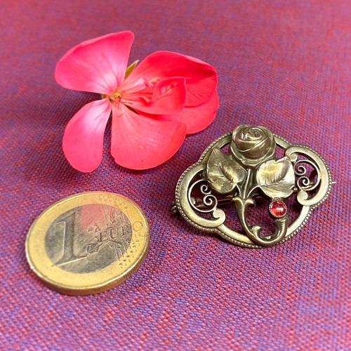 Antike rose brosche 800 silber - brosche,