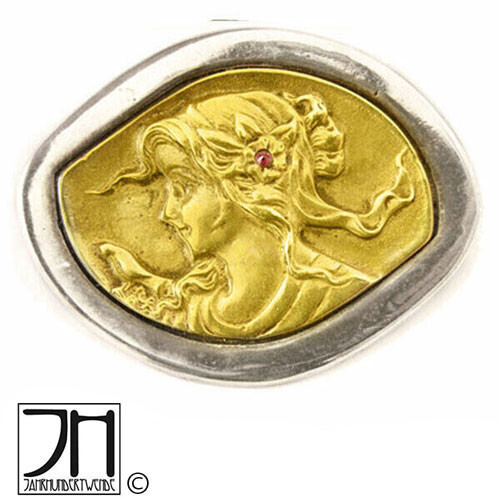Silber brosche dame relief - brosche,
